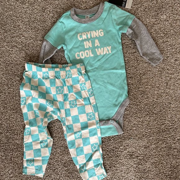 OKIE DOKIE BABY BOY 2PC BODY SUIT SIZE 9M  #K89 - Picture 2 of 2